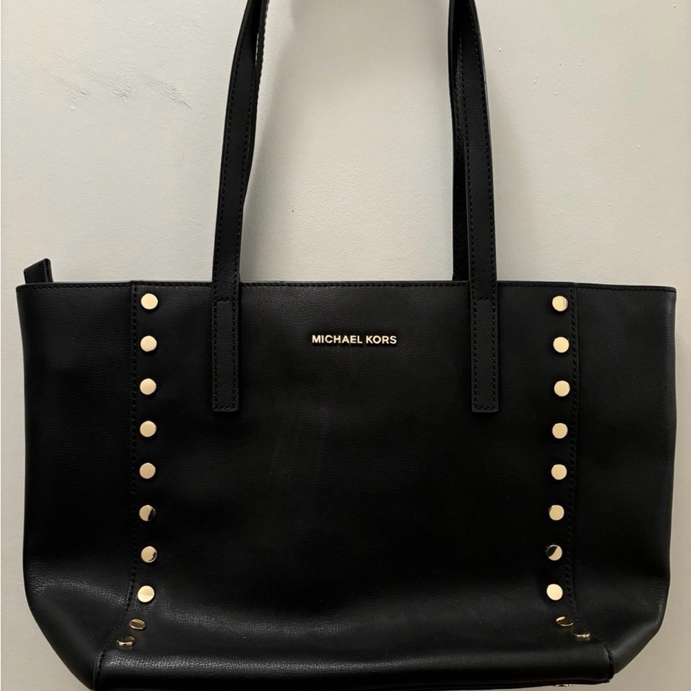 Michael Kors Black Tote with Gold Accents